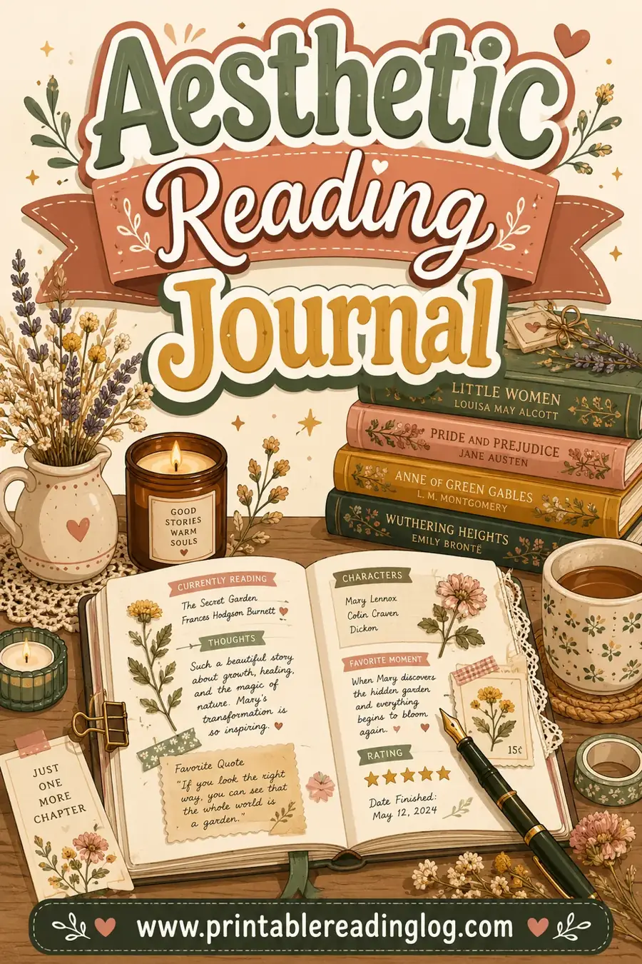 Aesthetic Reading Journal: Free Printable Pages