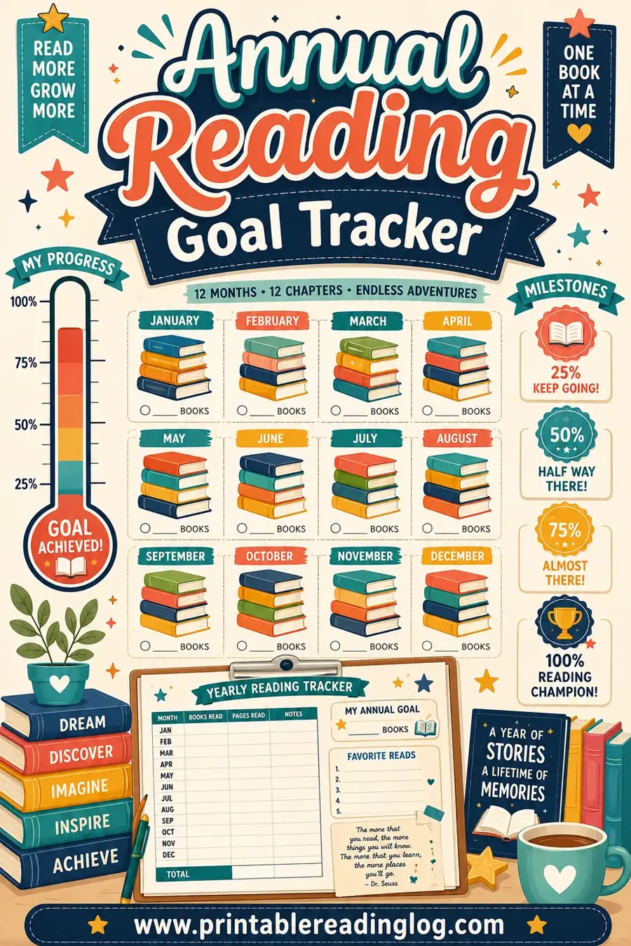 Annual Reading Goal Tracker: Free Printable