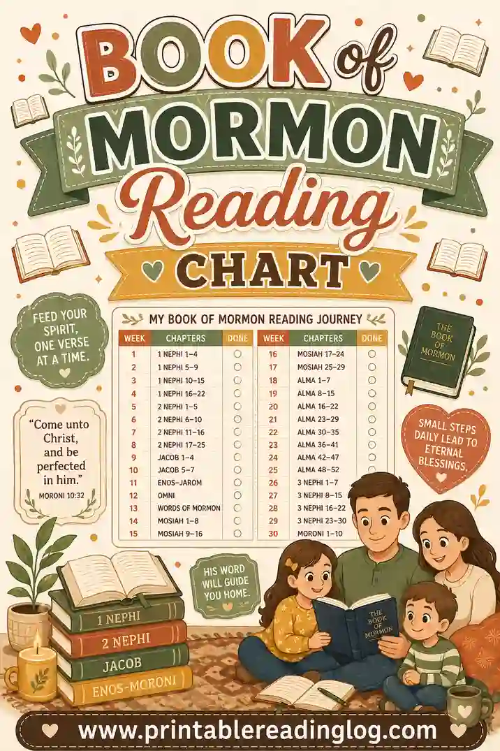 Free Printable Book of Mormon Reading Chart (90-Day & 1-Year)