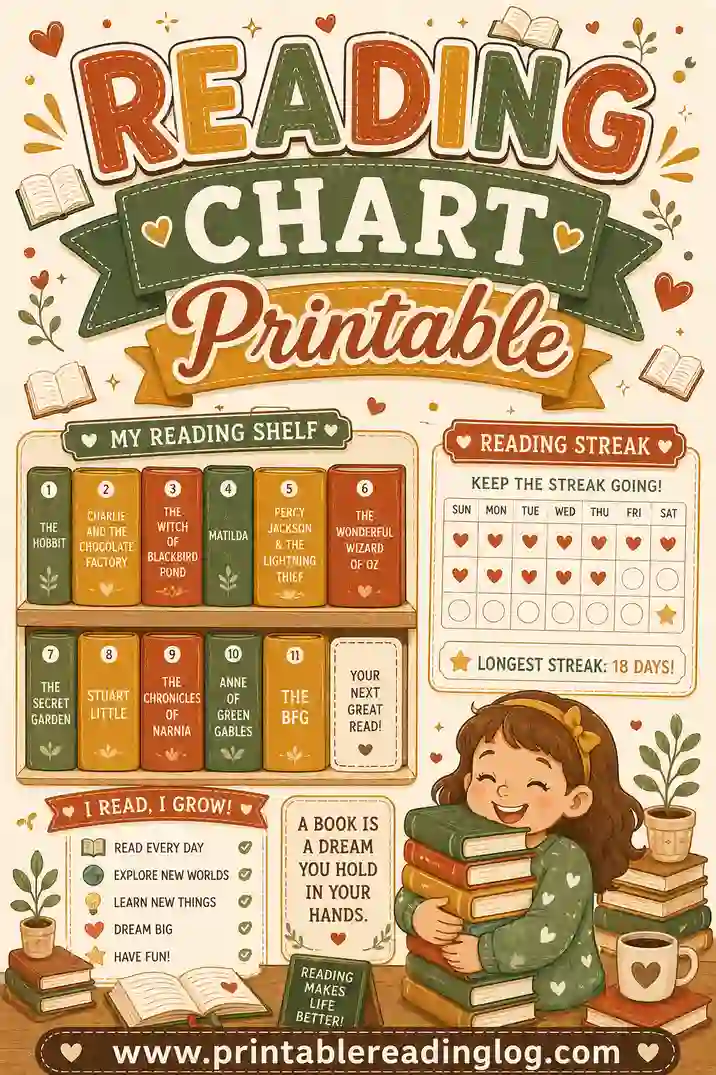 Reading Chart Printable: Free Color-In Charts for Kids & Classrooms