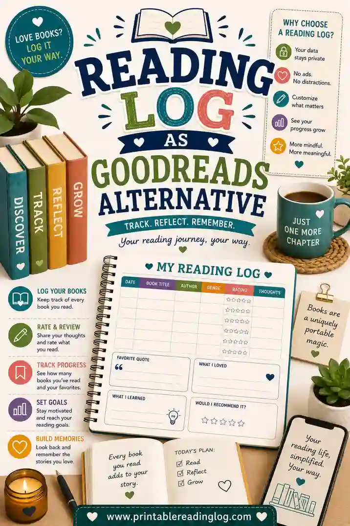 Reading Log as a Goodreads Alternative: Free Printable