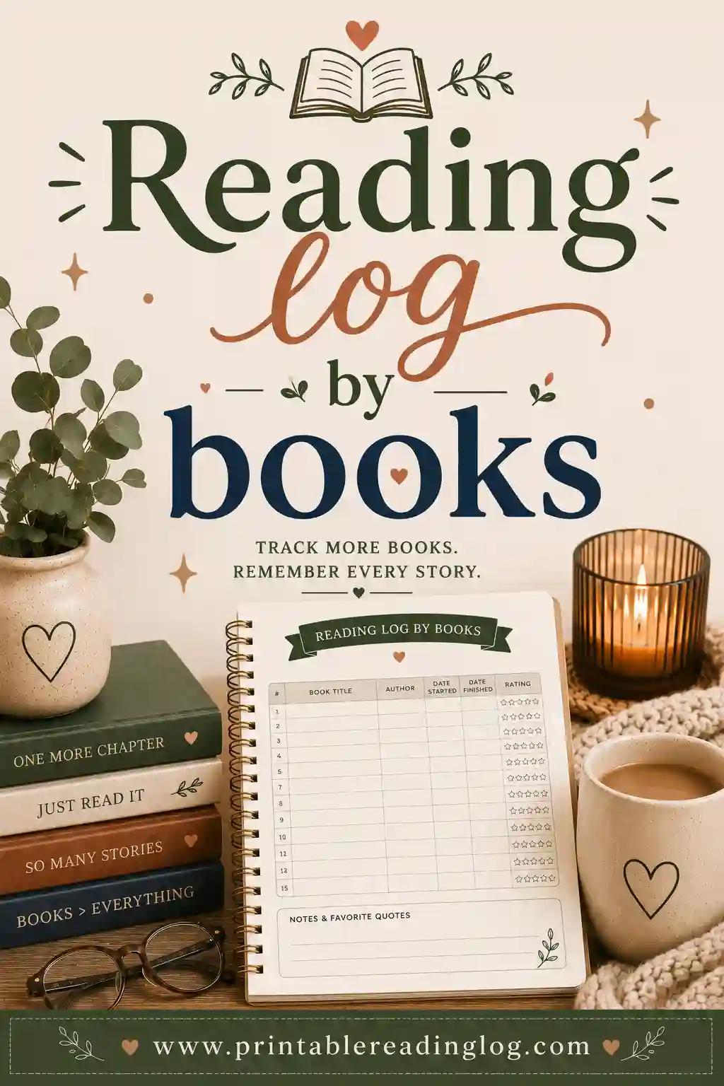 Reading Log by Books: Free Printable Book Tracker