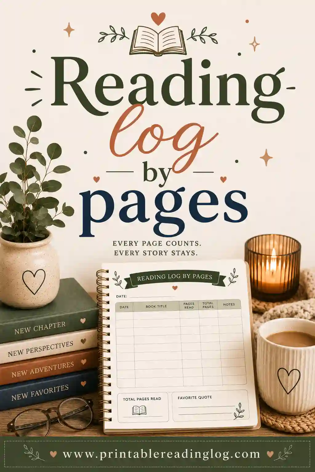 Reading Log by Pages: Free Printable Page Tracker
