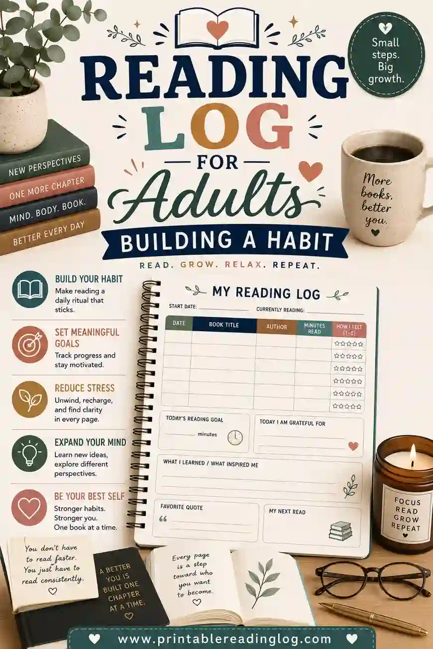 Reading Log for Adults Building a Habit: Free & Printable