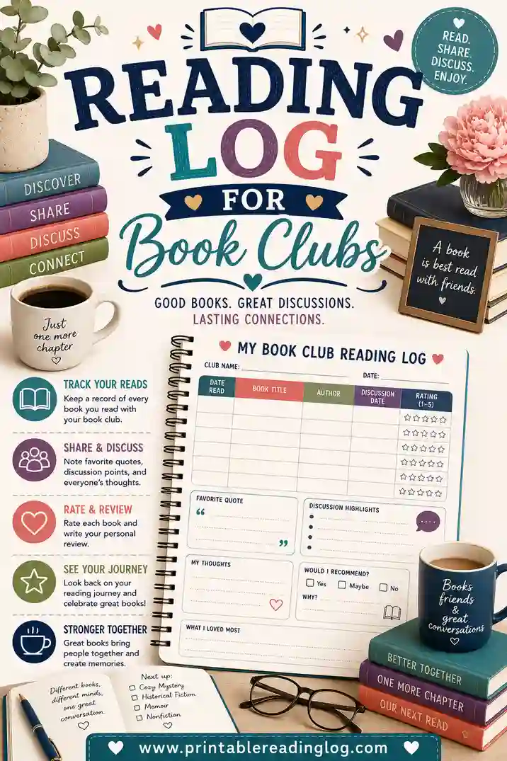Reading Log for Book Clubs: Free Printable