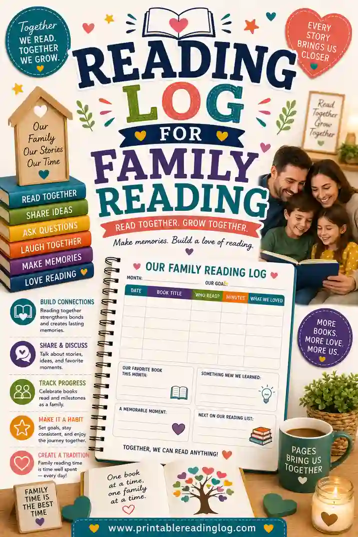 Reading Log for Family Reading: A Free Printable Tracker