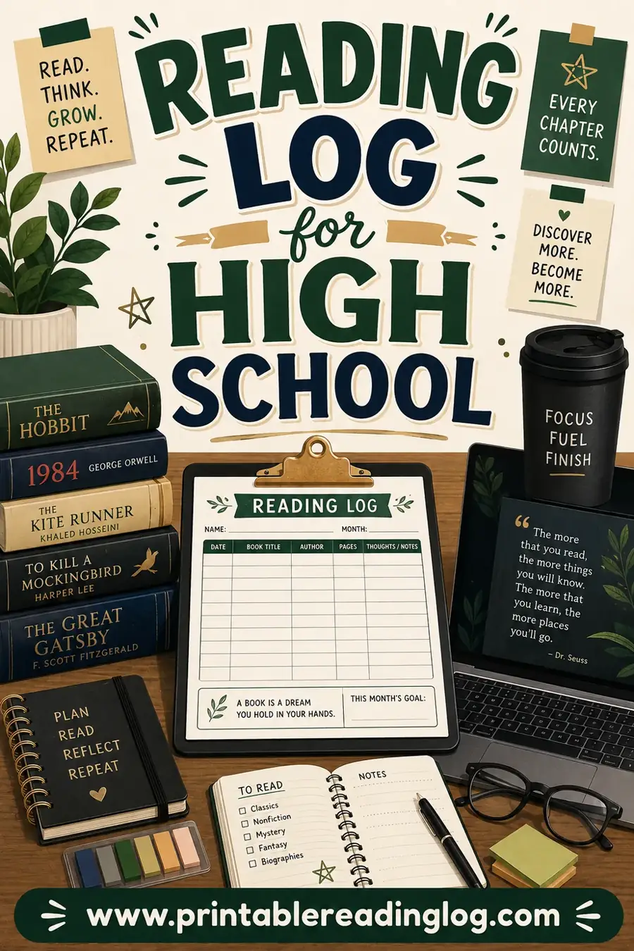 Reading Log for High School: Free Printable