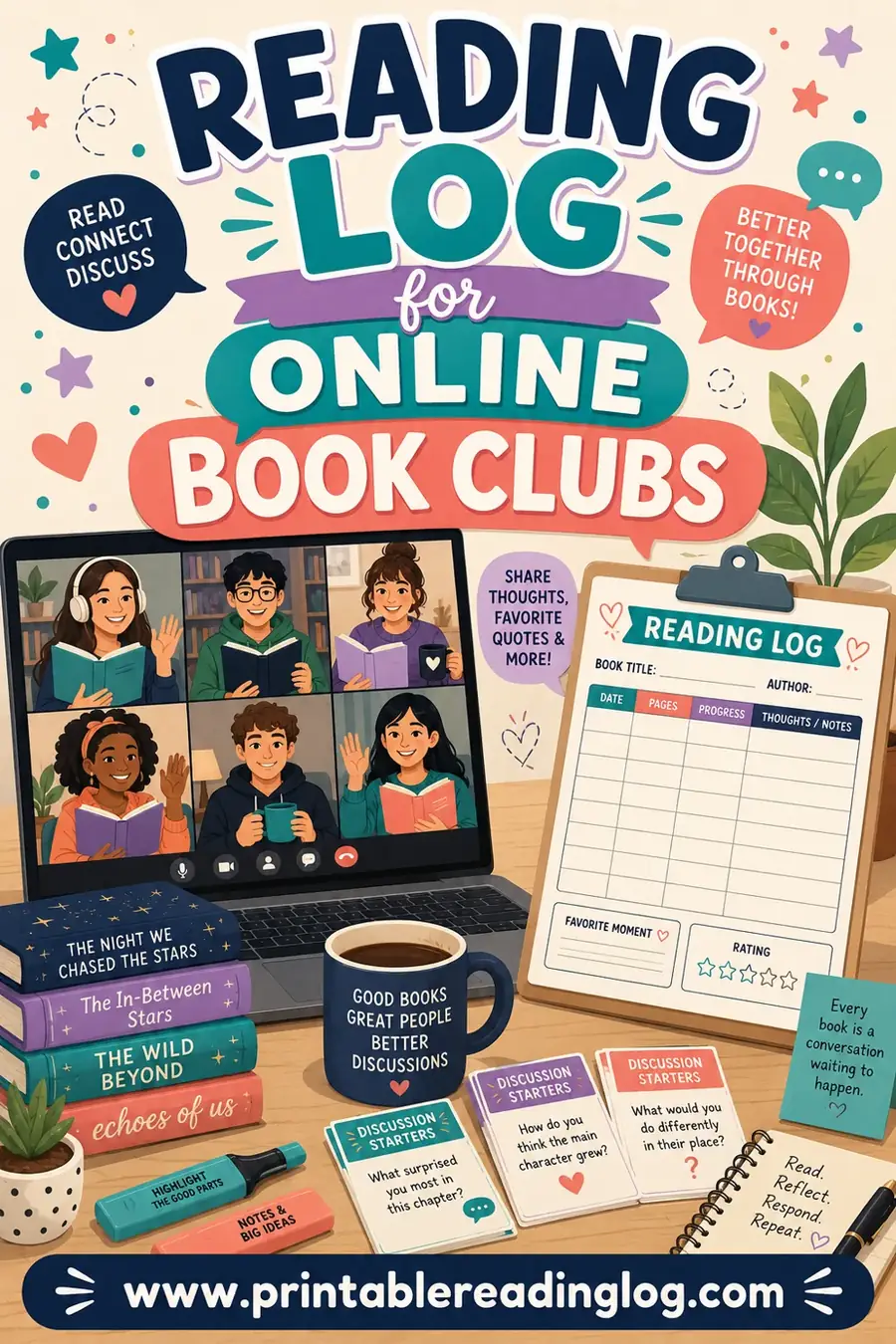 Reading Log for Online Book Clubs: Free Printable