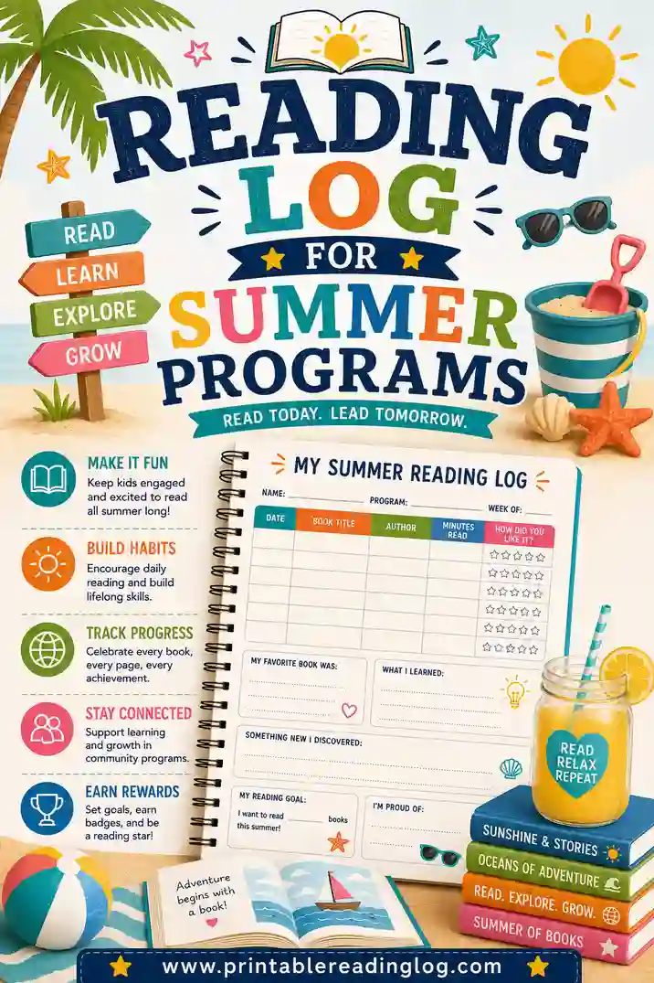 Reading Log for Summer Programs: Free & Printable