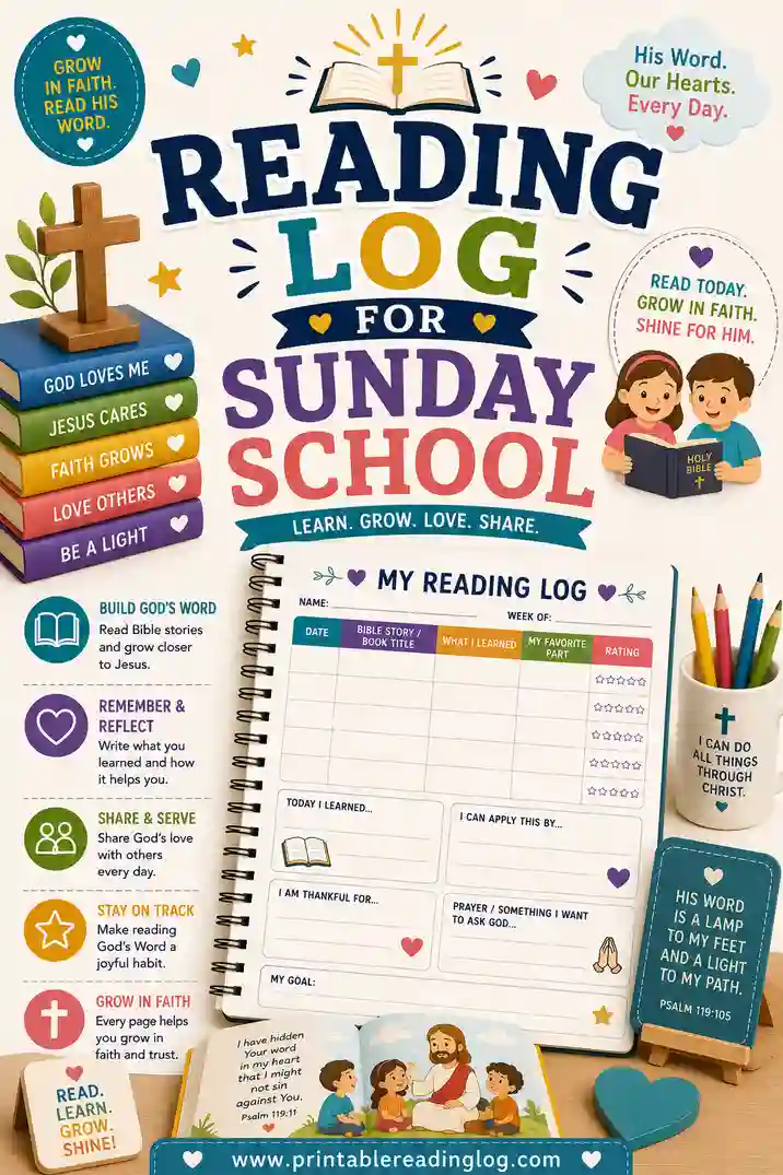 Reading Log for Sunday School: Track Bible Reading