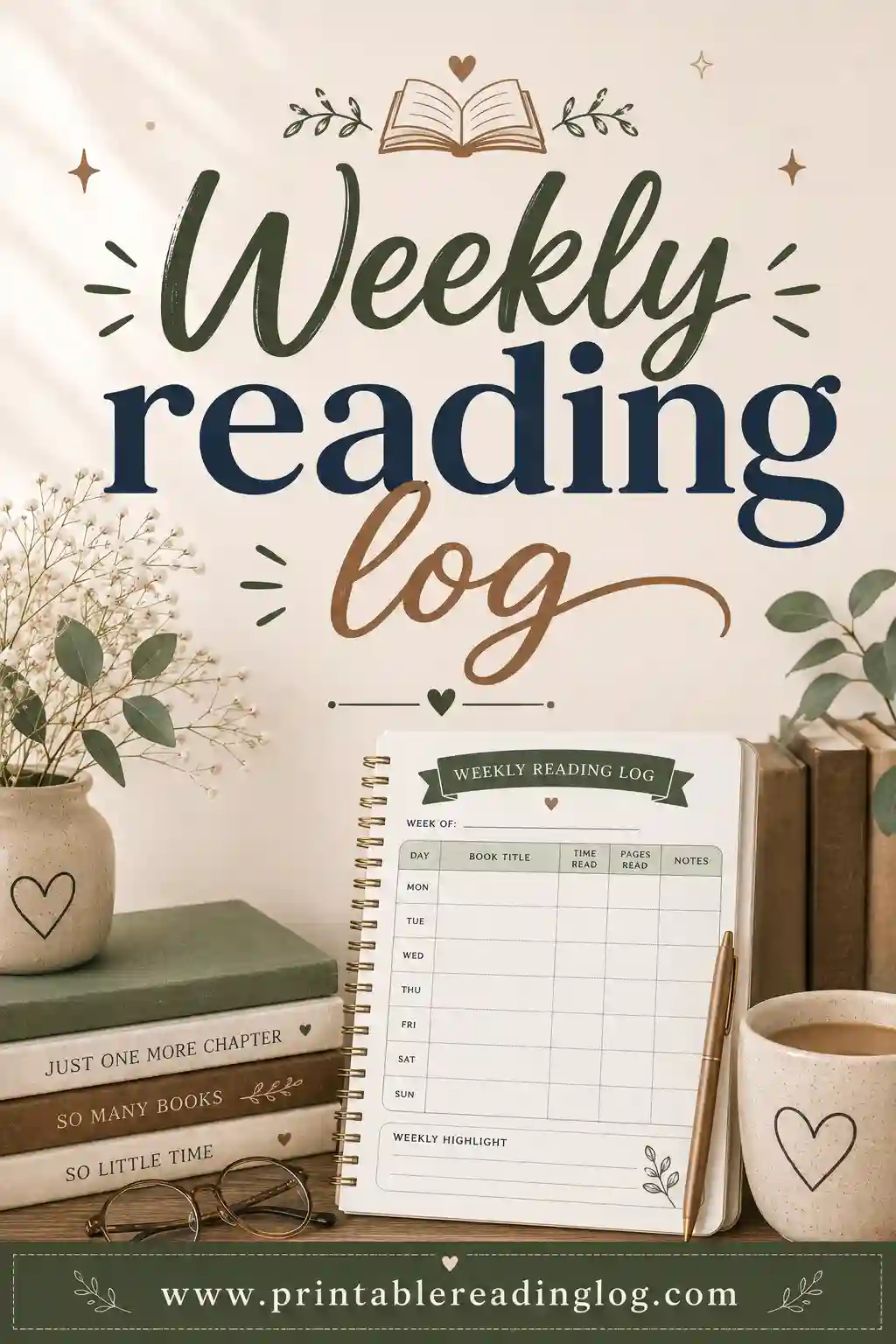 Weekly Reading Log: Free Printable & Customizable